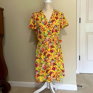 NWT J.Crew Factory Yellow Floral Wrap Dress size 4